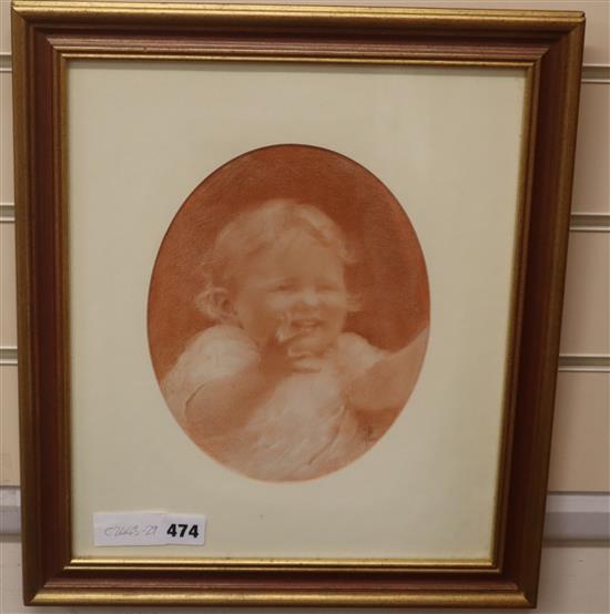Beatrice Parsons (1870-1955), sanguine chalk, Study of an infant, monogrammed and dated 1925, 24 x 19cm